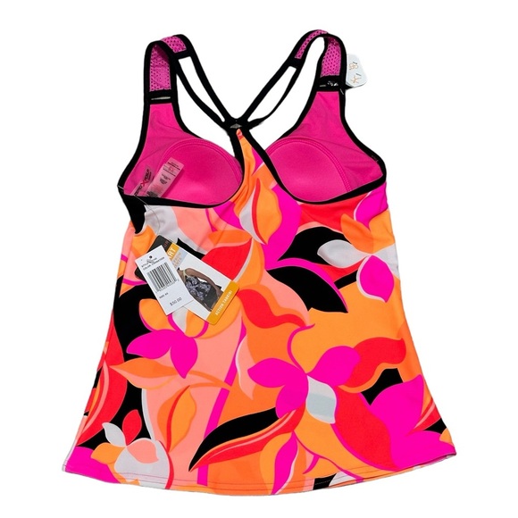 Women’s Zeroxposur XS Tankini Padded UPF Swim Swimwear Tank Top Pink Orange NWT - Picture 4 of 9